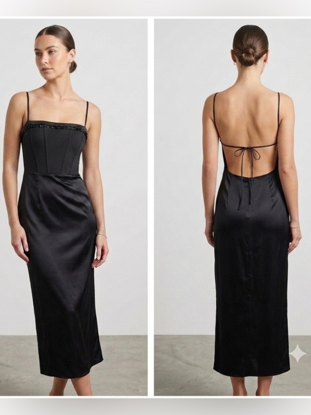 Zum Zum Niki Livas Juniors 11 12 Black Satin 90s Long Prom Dress Strappy Back L